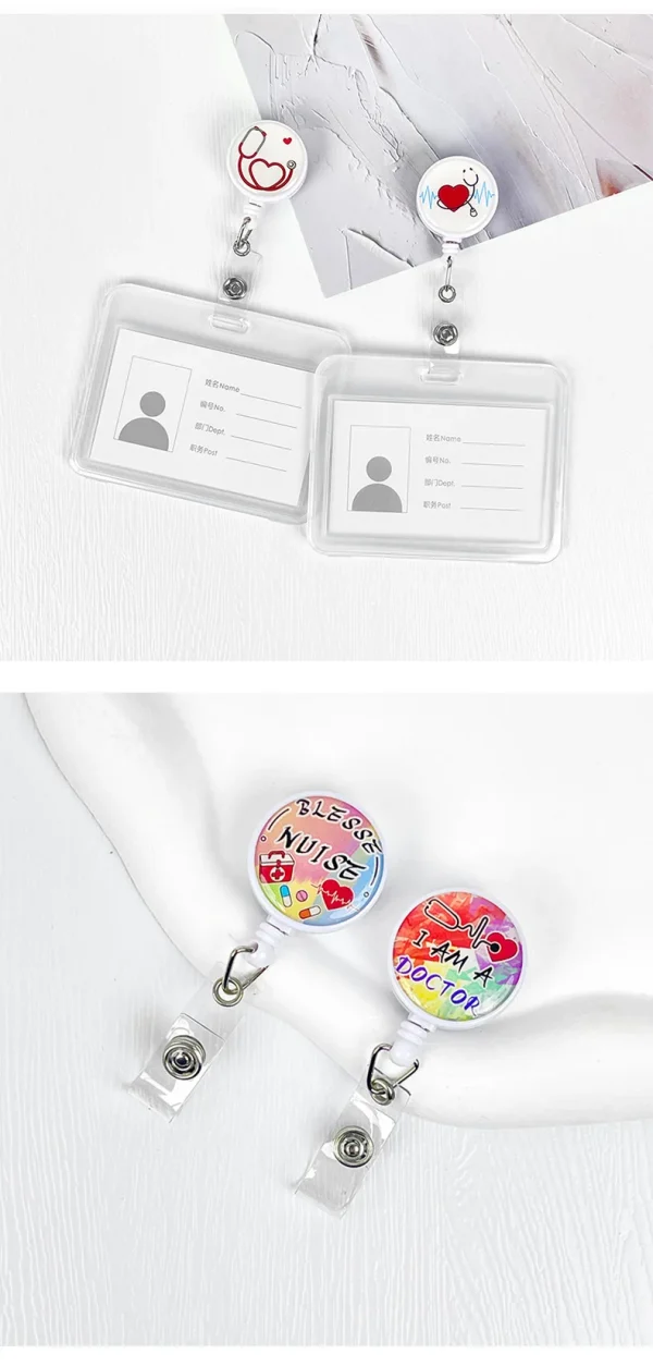 Nurses Doctors Retractable Badge Reels Kawaii Cartoon Pattern Uniform Pocket Clips Work Card Holder Hospital Supplies - Image 15