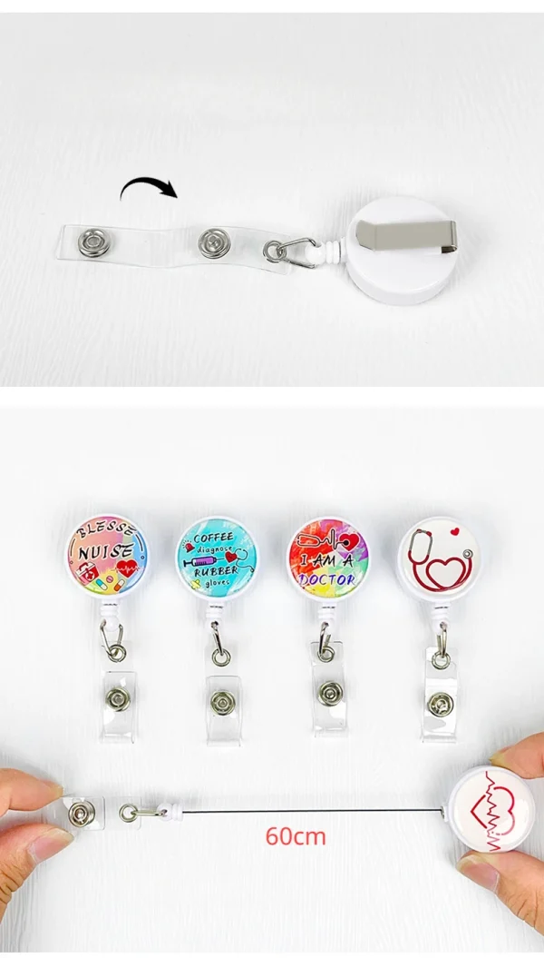 Nurses Doctors Retractable Badge Reels Kawaii Cartoon Pattern Uniform Pocket Clips Work Card Holder Hospital Supplies - Image 14